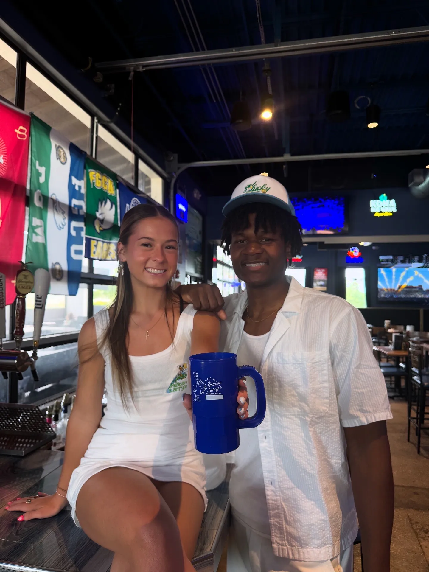 Friends catching the game at the Backroads sports bar